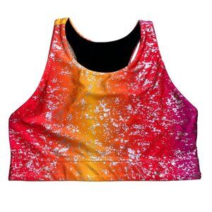 TEREZ Womens Size M Neon Haze‎ with Silver Foil Dust Activewear Sports Bra NEW